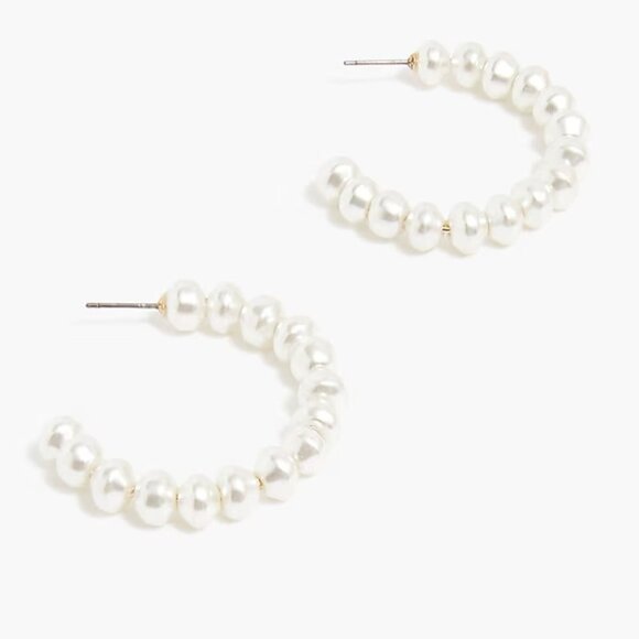 J. Crew Pearl Hoop Earrings - Picture 3 of 3
